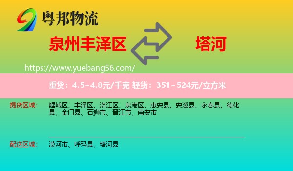 豐澤區(qū)到塔河縣物流