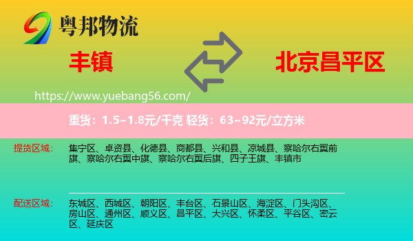 豐鎮(zhèn)市到昌平區(qū)物流