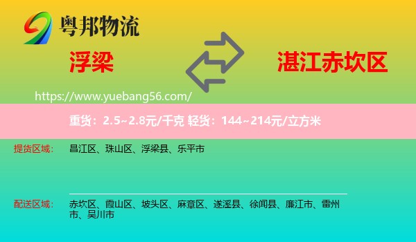 浮梁縣到赤坎區(qū)物流