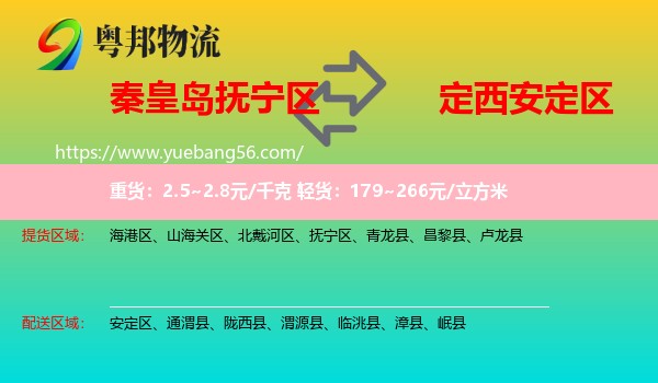 撫寧區(qū)到安定區(qū)物流