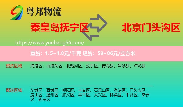 撫寧區(qū)到門頭溝區(qū)物流