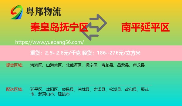 撫寧區(qū)到延平區(qū)物流