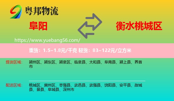 阜陽到桃城區(qū)物流