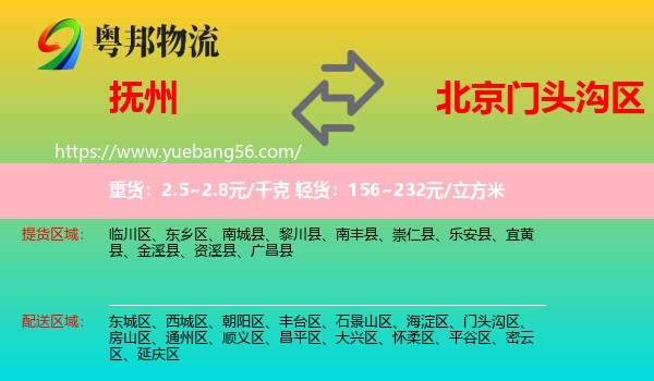 撫州到門頭溝區(qū)物流