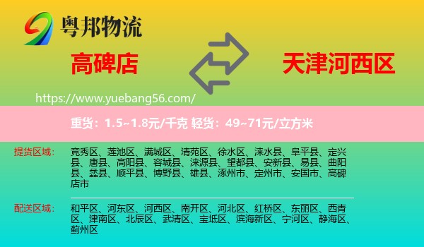 高碑店市到河西區(qū)物流