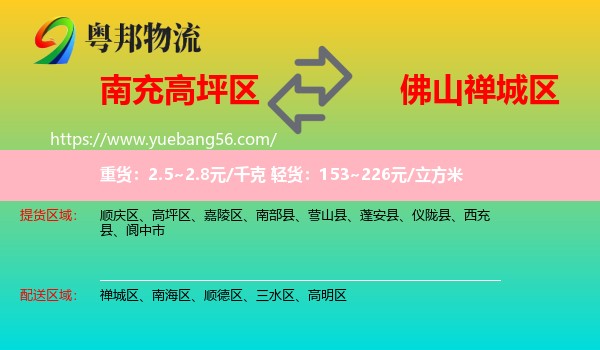 高坪區(qū)到禪城區(qū)物流