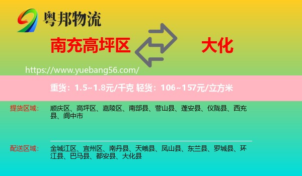 高坪區(qū)到大化縣物流
