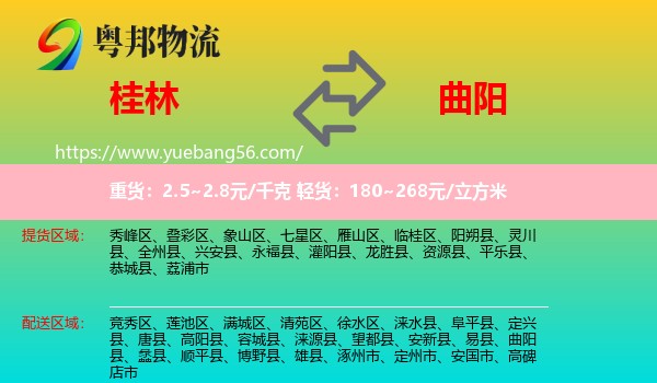 桂林到曲陽(yáng)縣物流