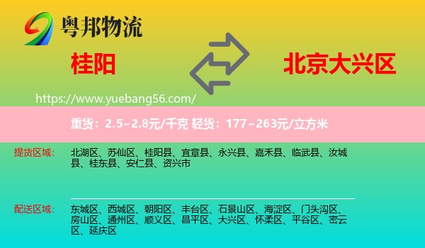 桂陽縣到大興區(qū)物流