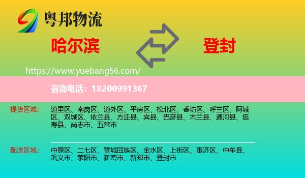 哈爾濱到登封市物流