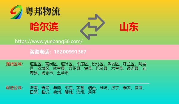 哈爾濱到山東物流