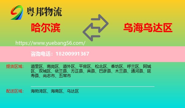 哈爾濱到烏達(dá)區(qū)物流