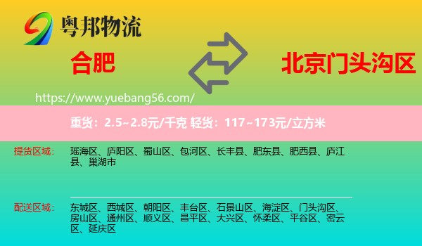 合肥到門頭溝區(qū)物流