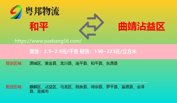 和平縣到沾益區(qū)物流