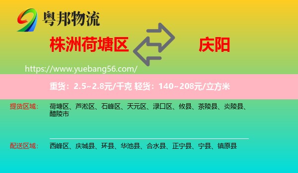 荷塘區(qū)到慶陽物流