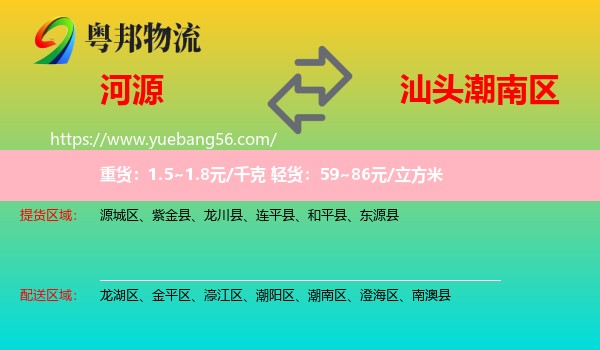 河源到潮南區(qū)物流
