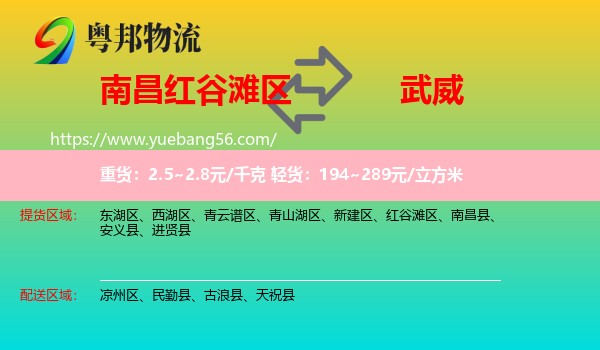 紅谷灘區(qū)到武威物流