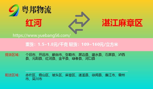 紅河到麻章區(qū)物流