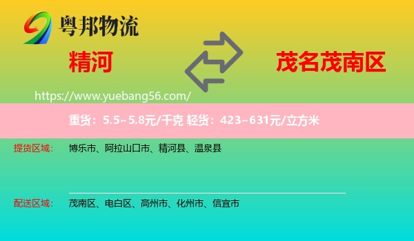 精河縣到茂南區(qū)物流