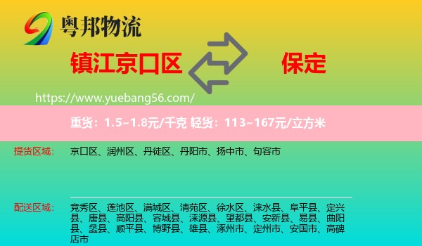 京口區(qū)到保定物流