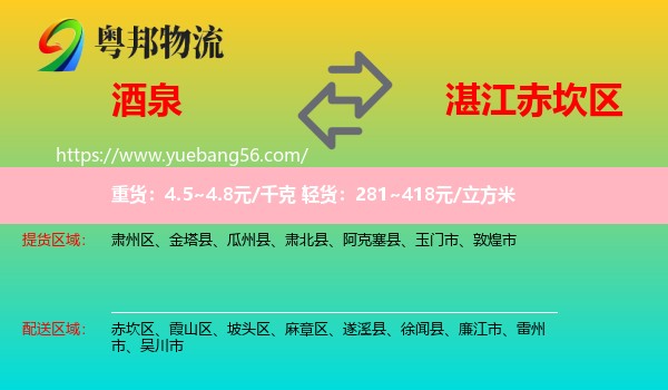 酒泉到赤坎區(qū)物流