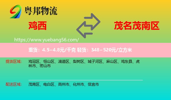 雞西到茂南區(qū)物流