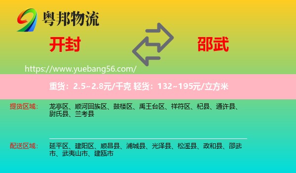 開封到邵武市物流