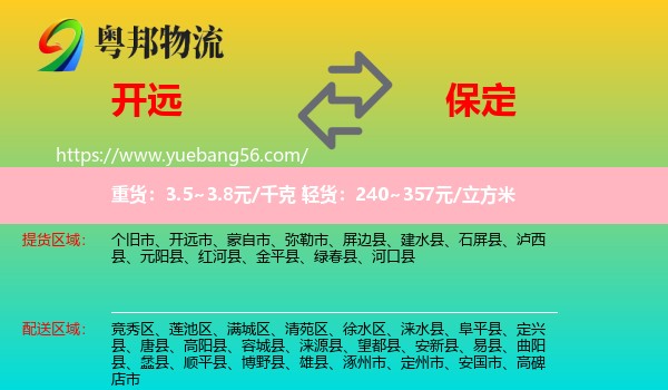 開(kāi)遠(yuǎn)市到保定物流