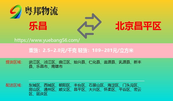 樂昌市到昌平區(qū)物流