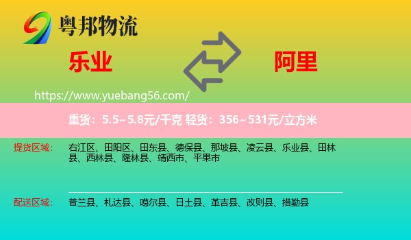 樂業(yè)縣到阿里物流
