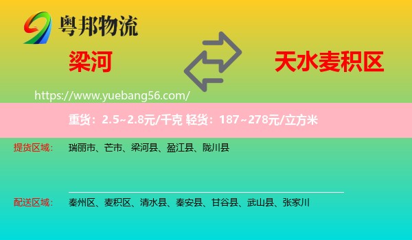 梁河縣到麥積區(qū)物流