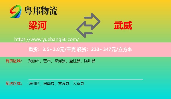 梁河縣到武威物流