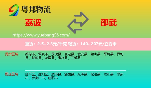 荔波縣到邵武市物流