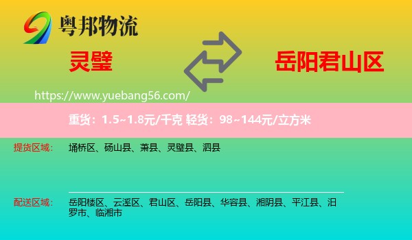 靈璧縣到君山區(qū)物流