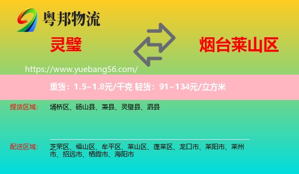 靈璧縣到萊山區(qū)物流