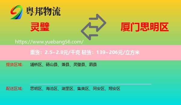 靈璧縣到思明區(qū)物流