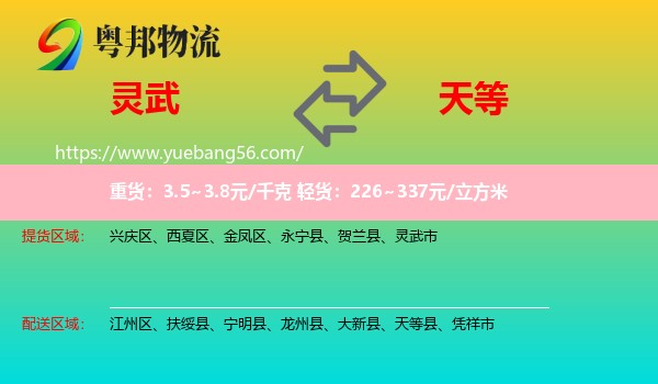 靈武市到天等縣物流