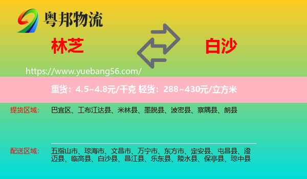 林芝到白沙縣物流