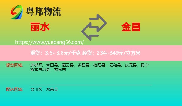 麗水到金昌物流