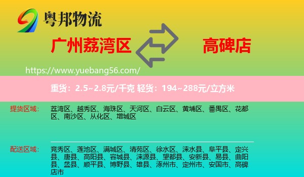 荔灣區(qū)到高碑店市物流