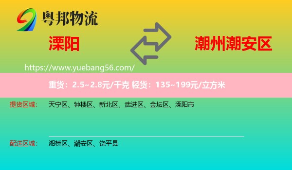 溧陽市到潮安區(qū)物流