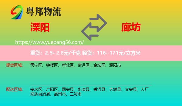 溧陽市到廊坊物流