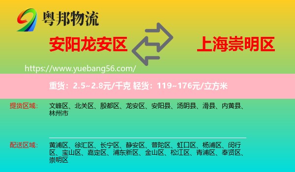 龍安區(qū)到崇明區(qū)物流