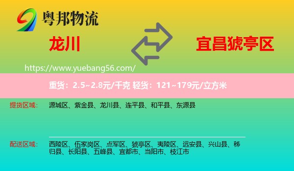 龍川縣到猇亭區(qū)物流