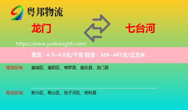 龍門縣到七臺河物流