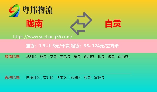 隴南到自貢物流