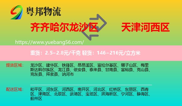 龍沙區(qū)到河西區(qū)物流