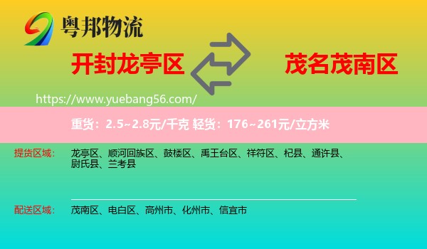 龍亭區(qū)到茂南區(qū)物流