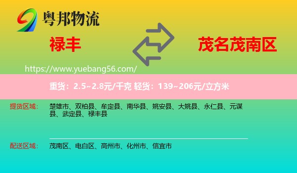祿豐縣到茂南區(qū)物流