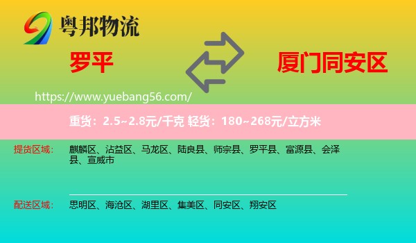 羅平縣到同安區(qū)物流